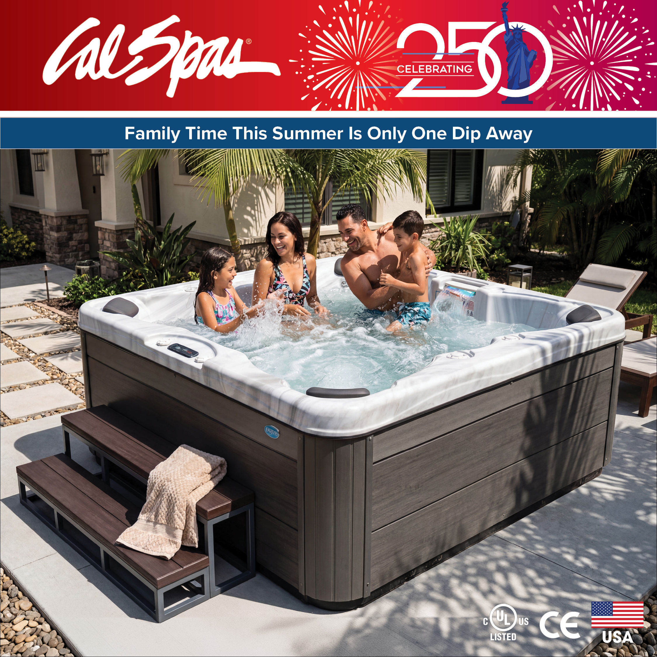 Calspas hot tub being used in a family setting - Rocklin